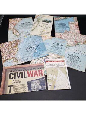 National Geographic Maps Lot Civil War US Boston Washington 1960s 1994